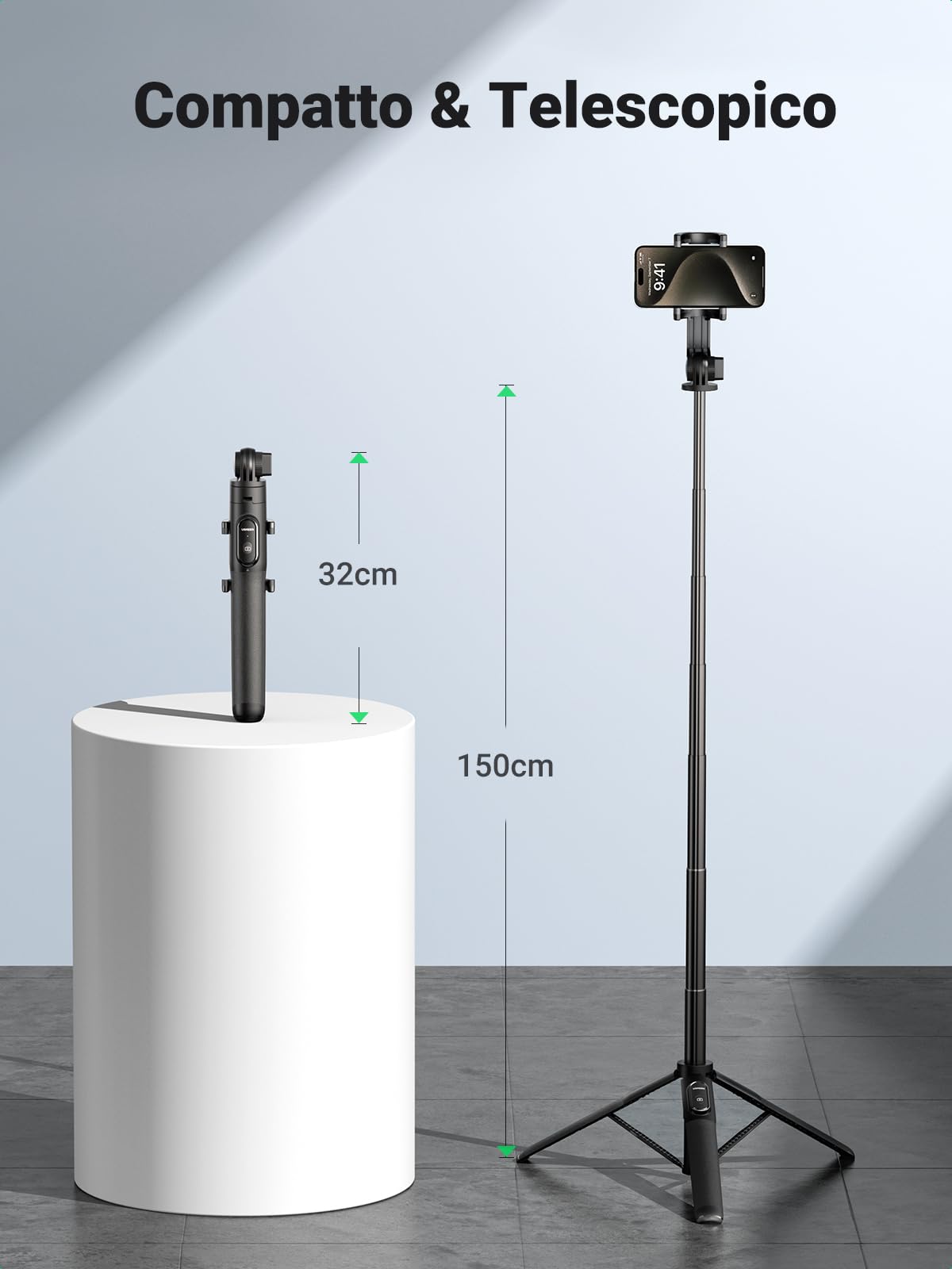 ugreen-treppiede-selfie-stick-bluetooth-3-in-1-estensibile-150cm-con-telecomando image 5