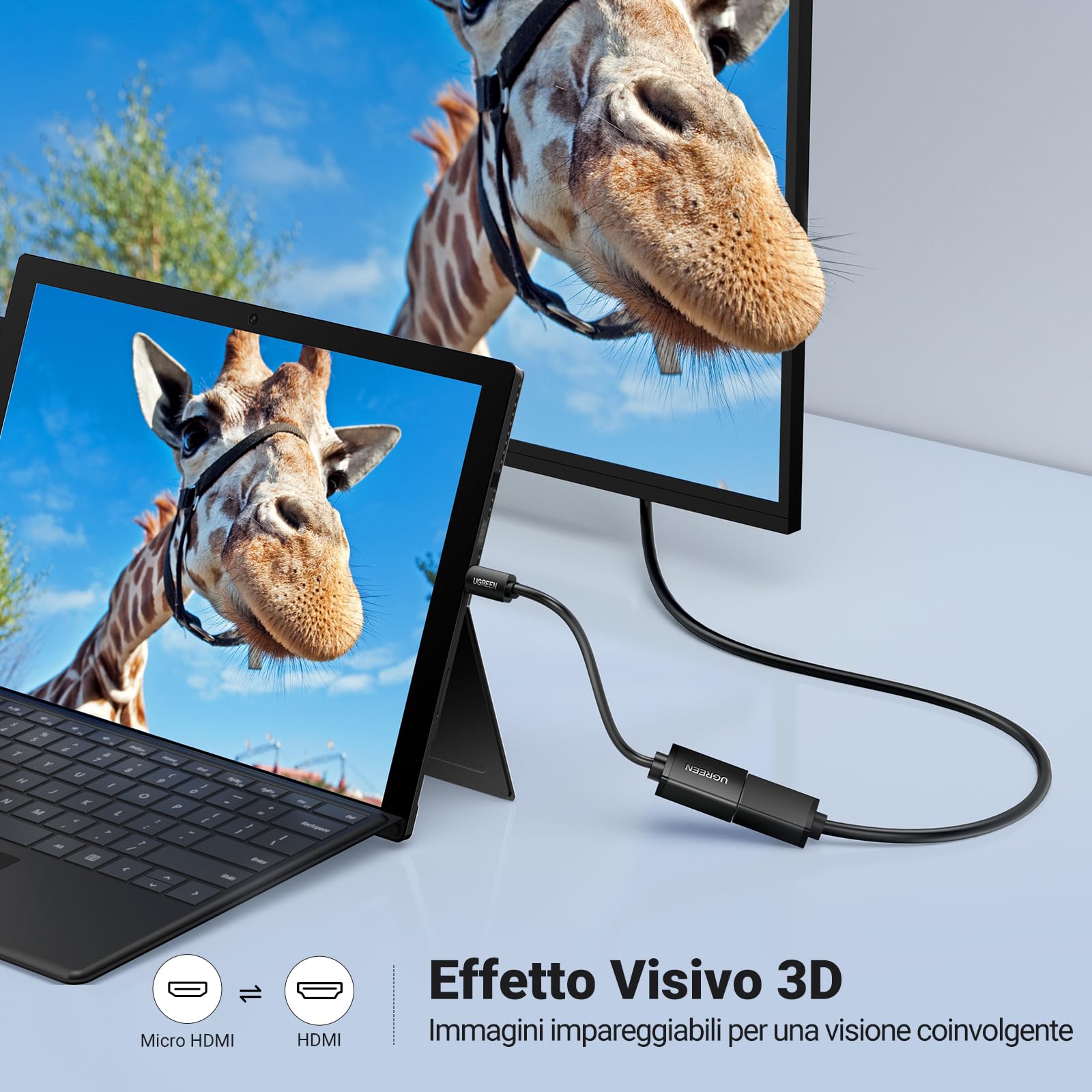 ugreen-cavo-micro-hdmi-maschio-a-hdmi-femmina-4k-50cm-con-arc image 3