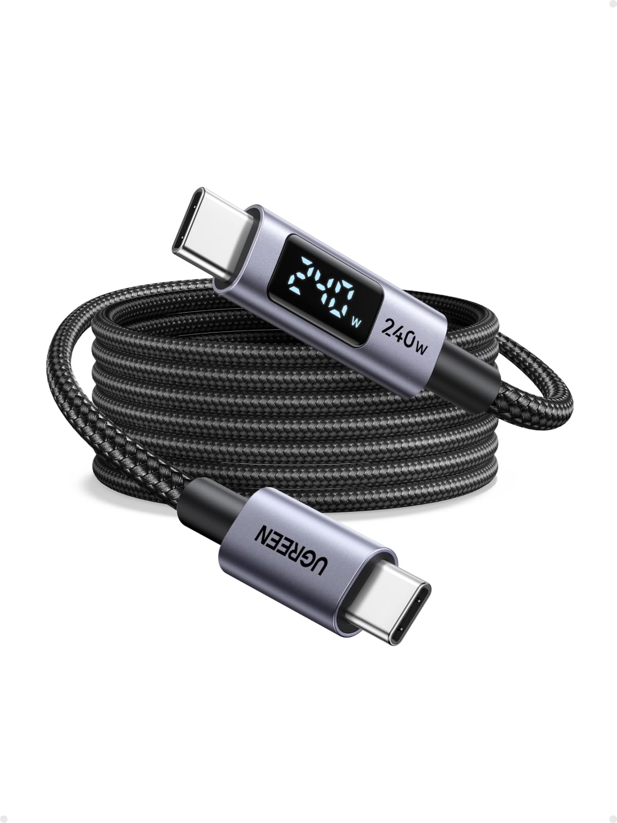 ugreen-cavo-usb-c-pd-3-1-240w-con-display-led-2m-nylon-nero image 1