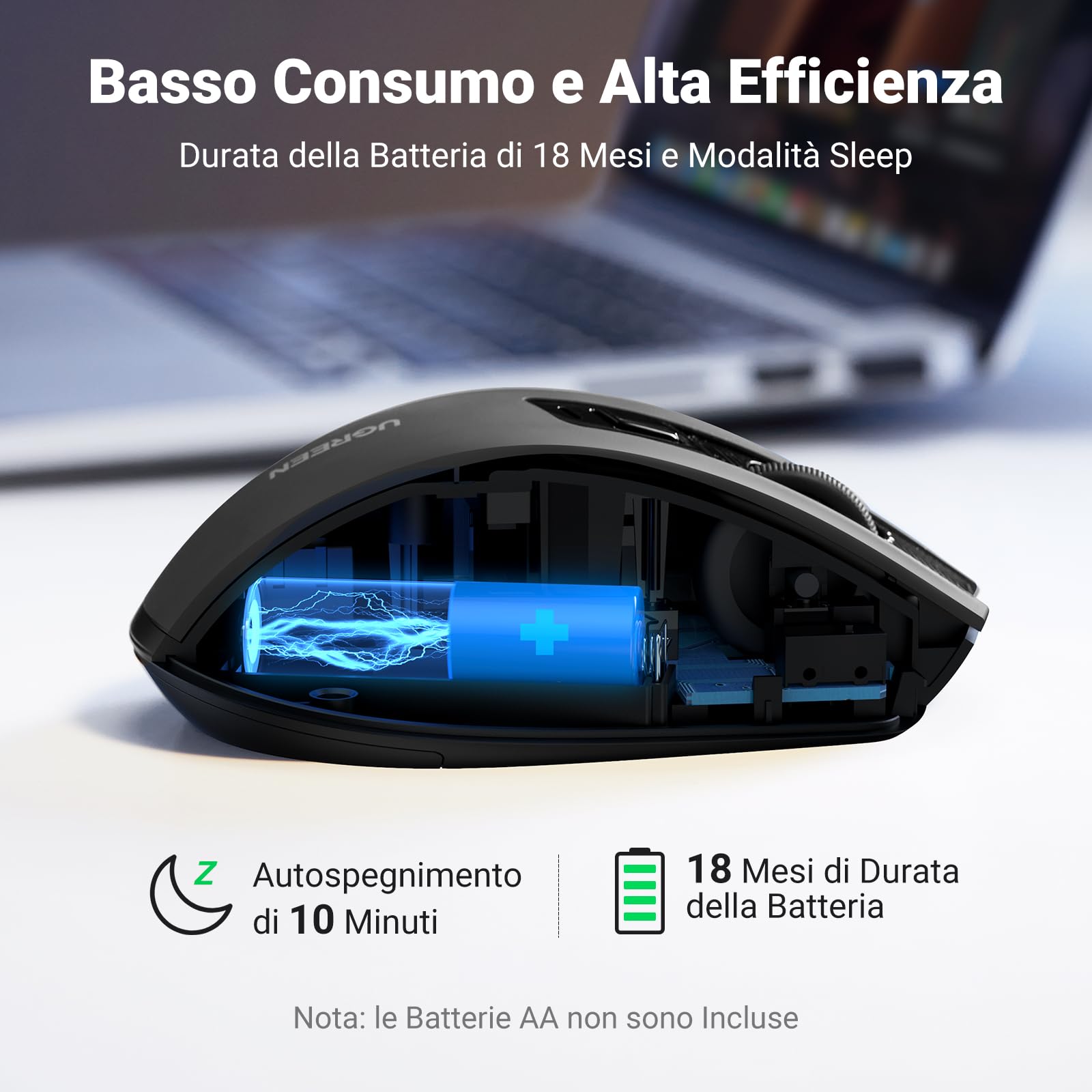 ugreen-mouse-wireless-2-4ghz-ergonomico-silenzioso-4000-dpi-nero image 6