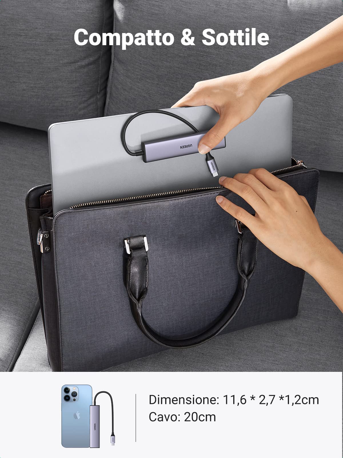 ugreen-hub-usb-c-a-4-porte-usb-3-0-otg-ultra-sottile image 7