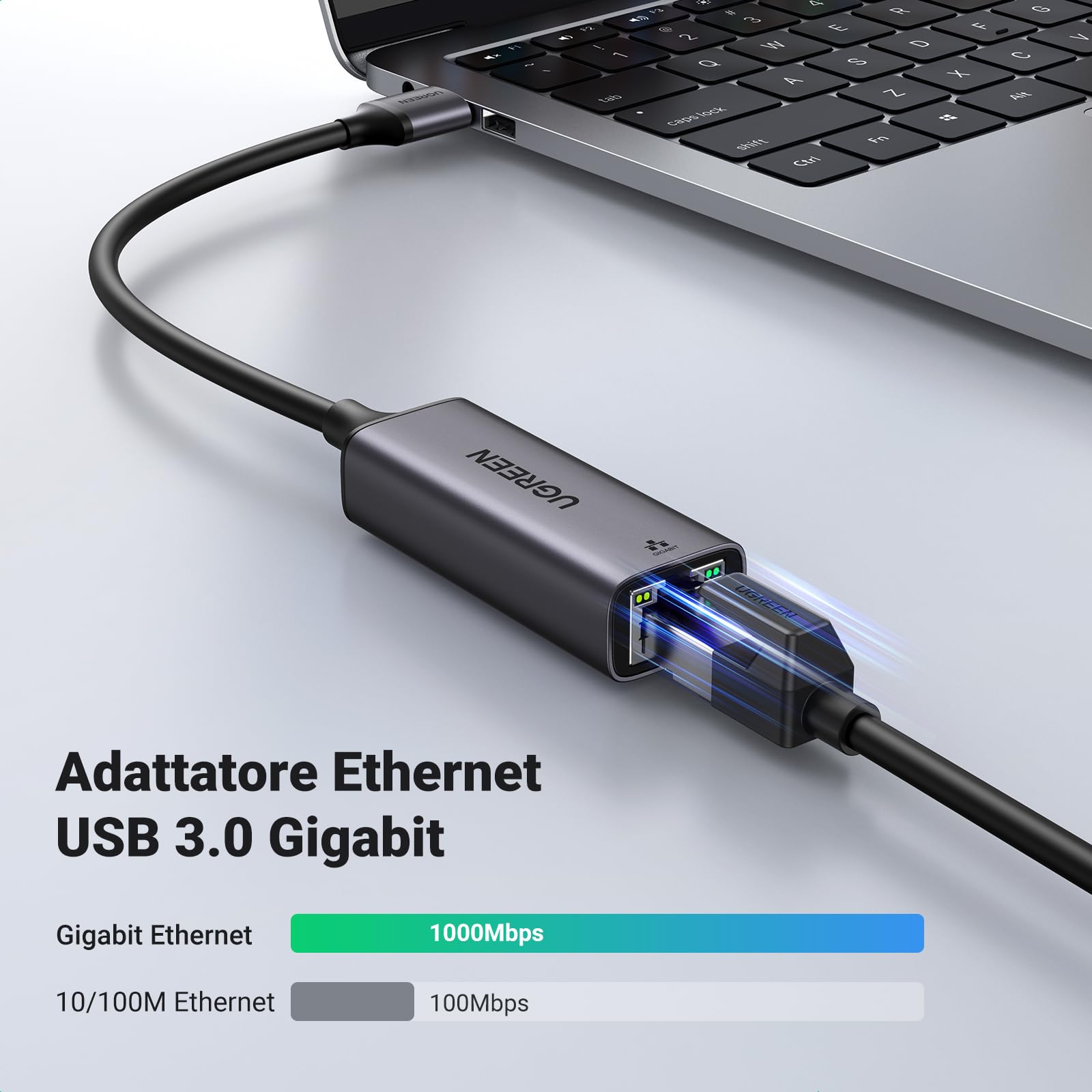 ugreen-adattatore-ethernet-usb-3-0-gigabit-1000mbps-alluminio-nero image 2