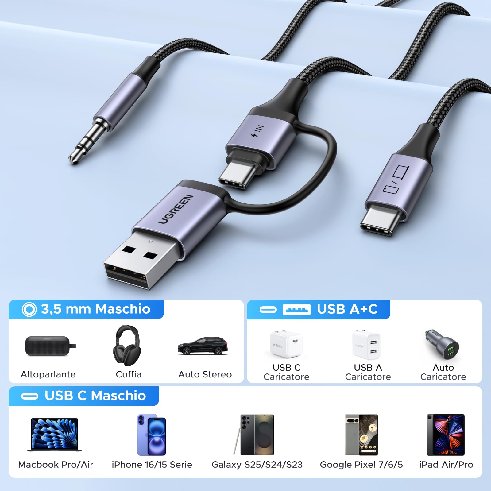 ugreen-cavo-adattatore-usb-c-a-jack-3-5mm-2-in-1-con-ricarica-pd-60w-1-5m image 3