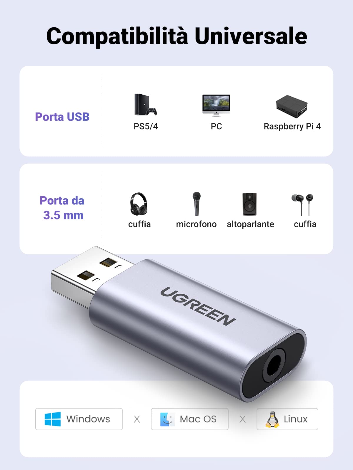 ugreen-scheda-audio-esterna-usb-in-alluminio-con-jack-3-5mm-24bit-96khz image 3