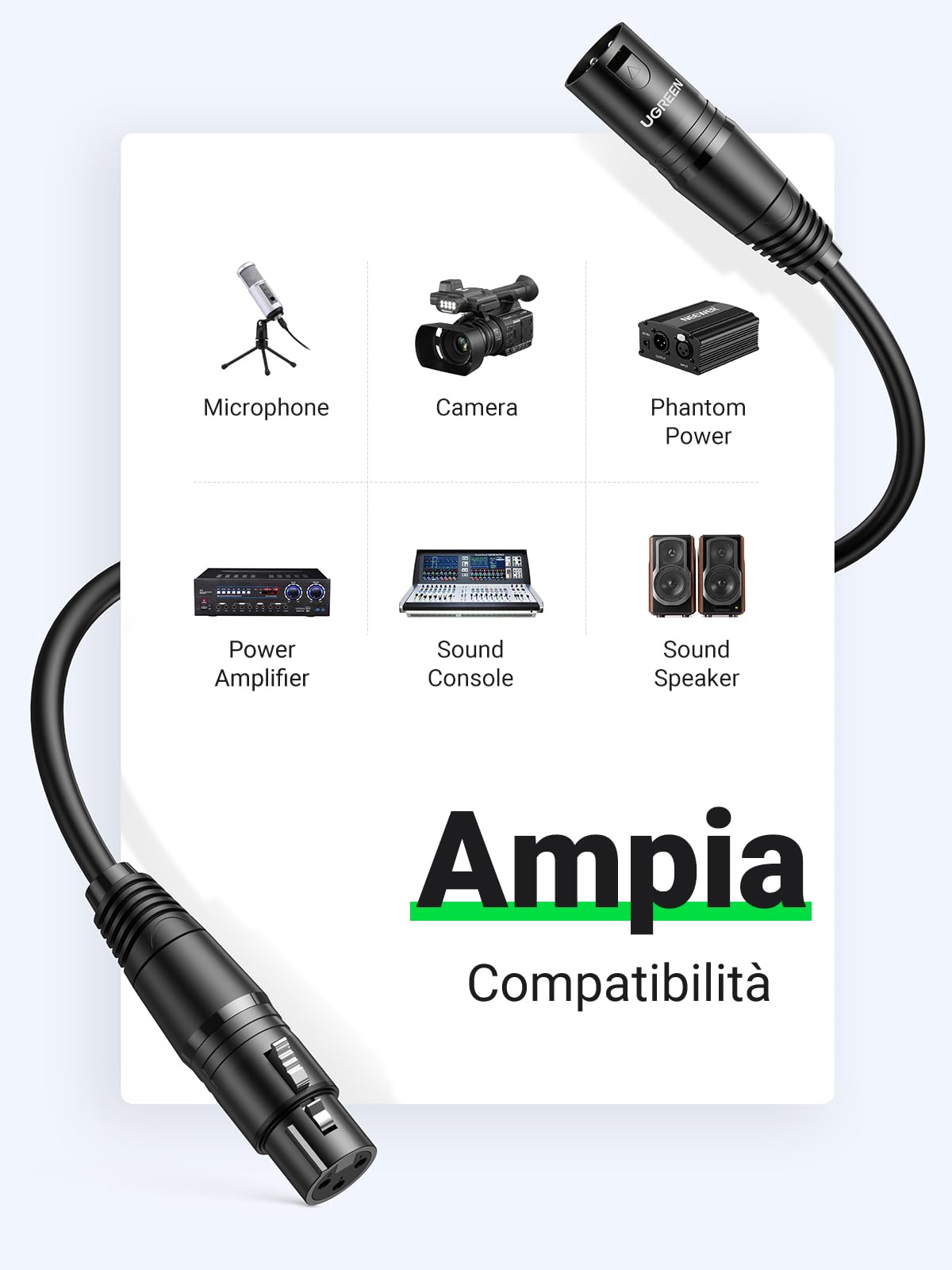 ugreen-cavo-xlr-bilanciato-maschio-a-femmina-2m-per-microfono image 3
