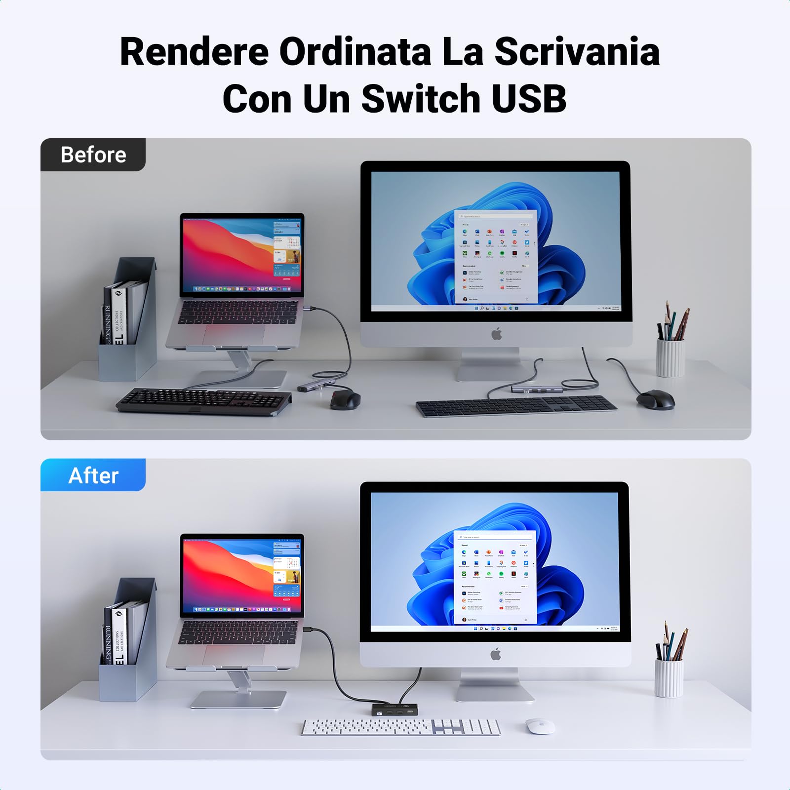 ugreen-switch-usb-2-0-a-4-porte-per-2-pc-commutatore-2-in-4-out-con-2-cavi image 3