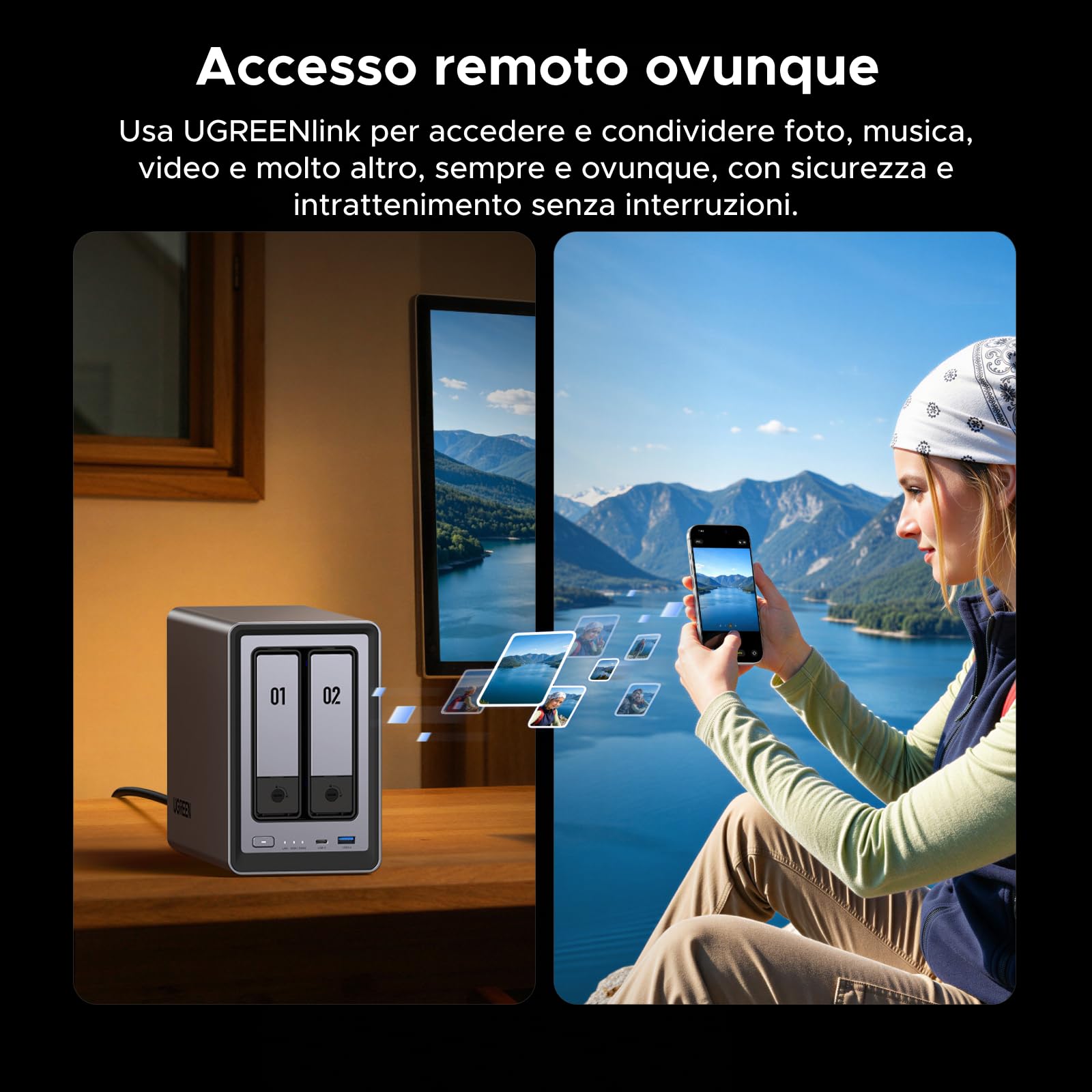 ugreen-nasync-dxp2800-nas-2-vani-intel-n100-2-5gbe-8gb-ddr5-senza-hdd image 3