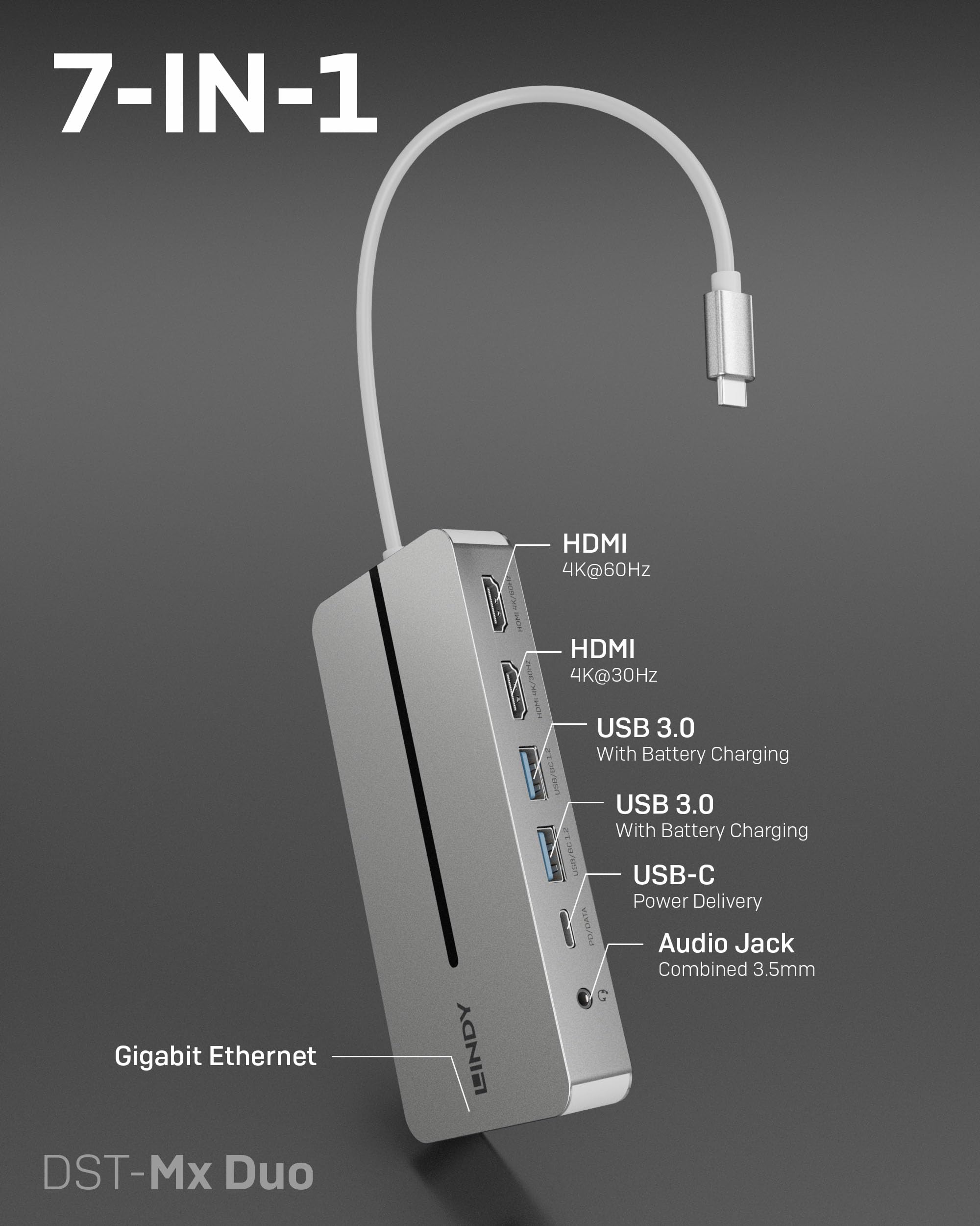 lindy-dst-mx-duo-mini-docking-station-usb-c-2x-hdmi-4k-pd-100w image 2