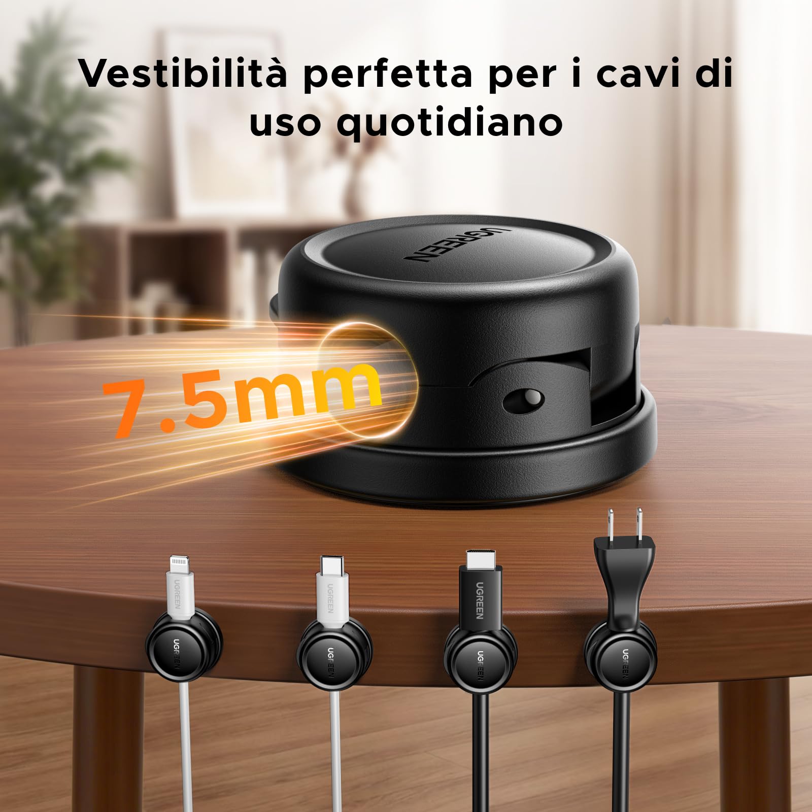 ugreen-organizer-cavi-magnetico-360-set-6-clip-autoadesive-nere-per-cavi-fino-a- image 6