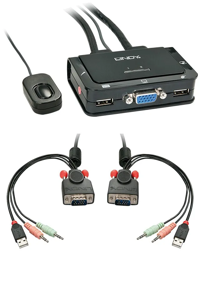 lindy-42342-kvm-switch-compatto-usb-audio-vga-2-porte image 1