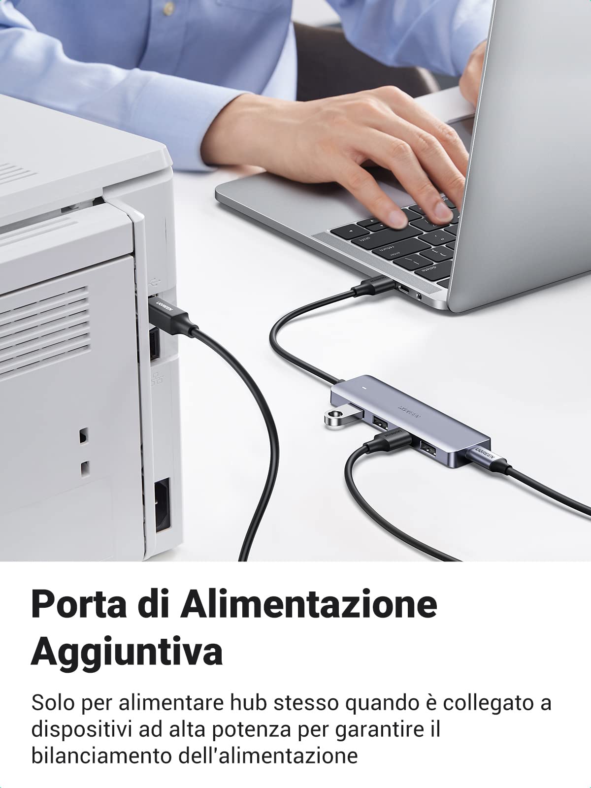 ugreen-hub-usb-3-0-4-porte-5gbps-con-alimentazione-5v image 3