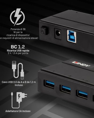 lindy-43228-hub-usb-3-0-7-porte-con-ricarica-bc-1-2 image 8