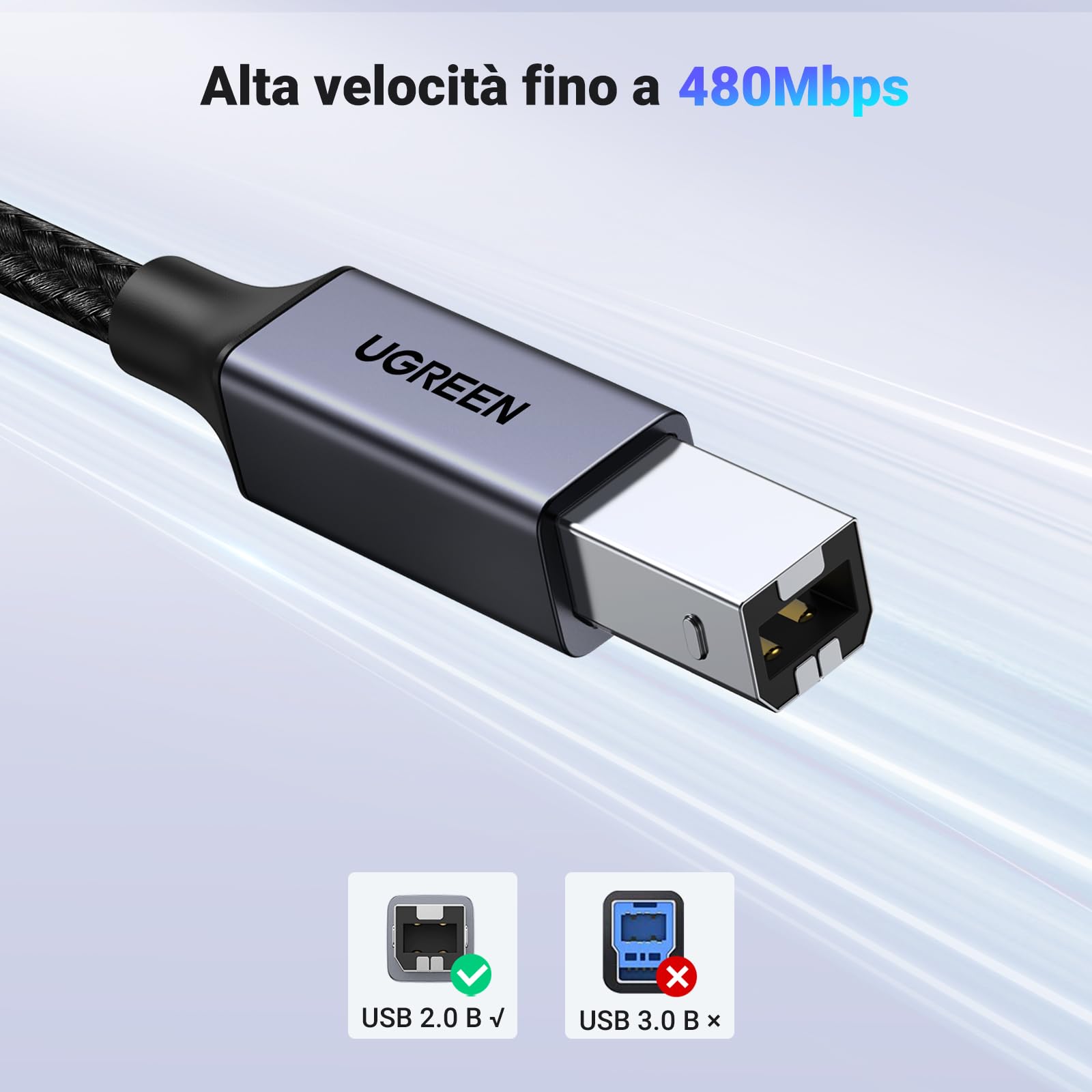 ugreen-cavo-stampante-usb-c-a-usb-b-1m-nylon-480mbps-per-hp-canon-epson-brother image 2