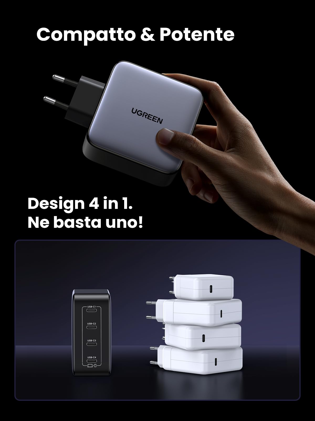 ugreen-nexode-100w-caricatore-usb-c-gan-4-porte-type-c-pd-3-0 image 6