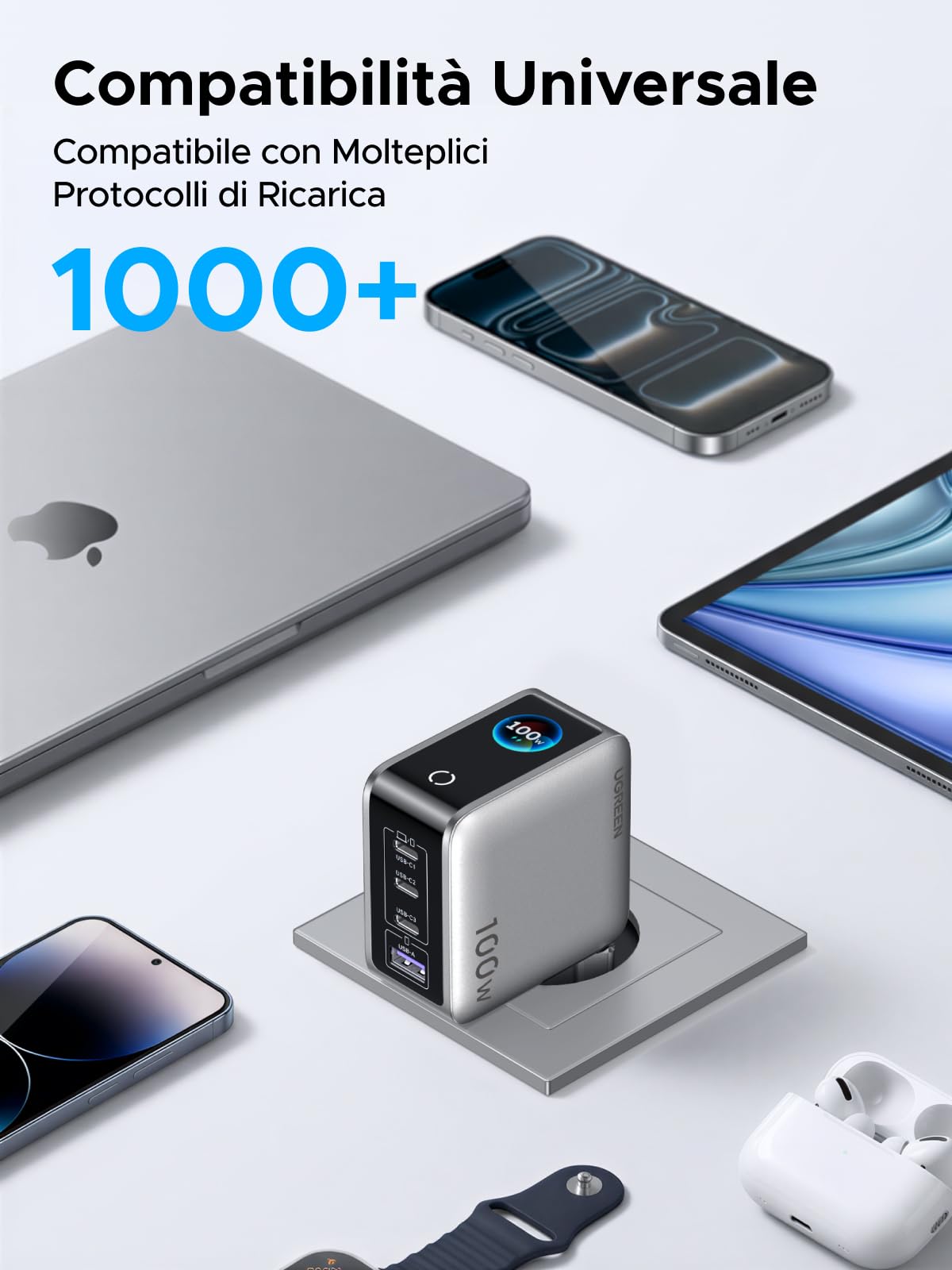 ugreen-nexode-pro-100w-caricatore-usb-c-4-porte-con-schermo-tft-gan image 8