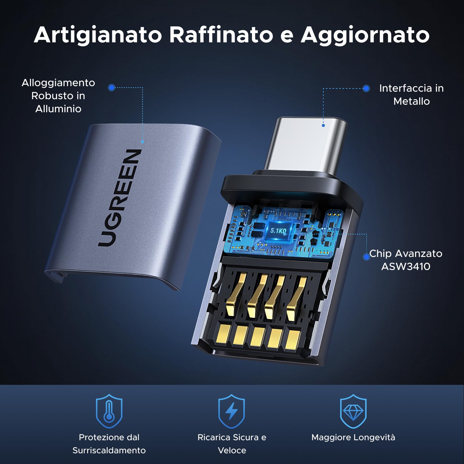 ugreen-adattatore-usb-c-a-usb-a-3-2-10gbps-otg-4-pezzi image 5