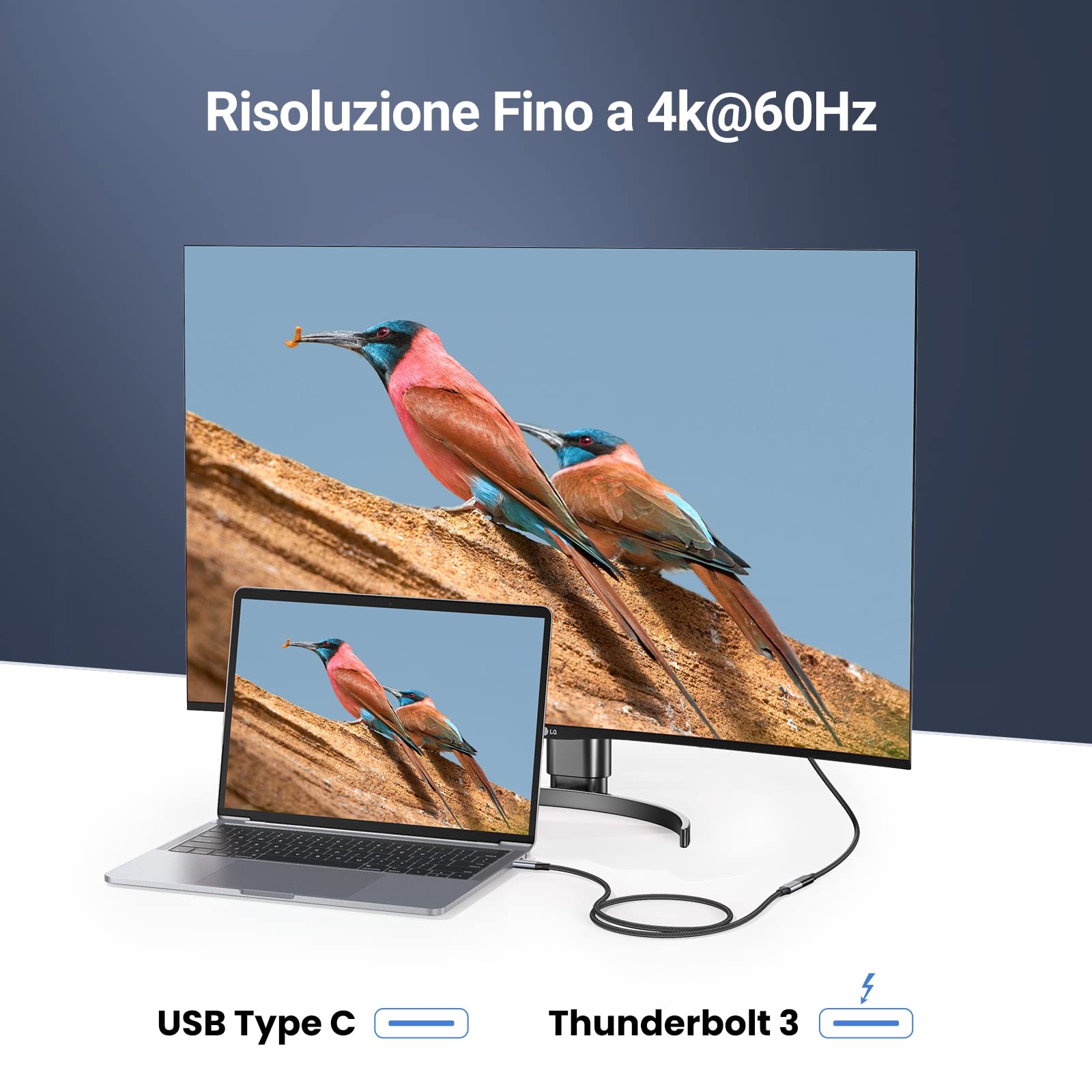 ugreen-nexode-cavo-prolunga-usb-c-3-2-10gbps-100w-4k-60hz-0-5m-grigio image 4