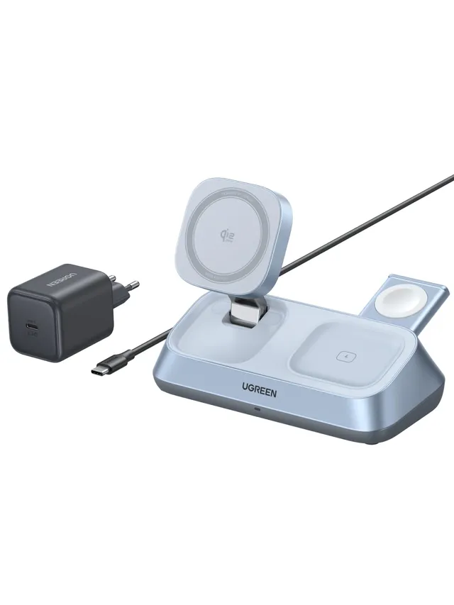 ugreen-magflow-caricatore-wireless-magnetico-qi2-25w-3-in-1-per-iphone-airpods-e image 1