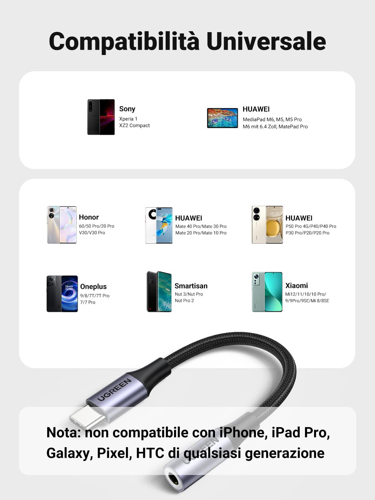ugreen-adattatore-usb-c-a-jack-3-5mm-grigio-per-xiaomi-huawei-oneplus image 5