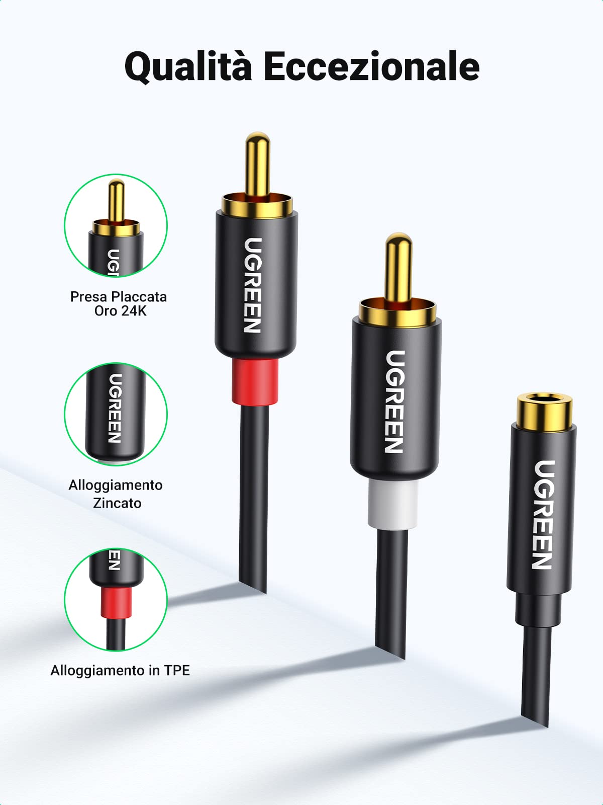 ugreen-adattatore-audio-2rca-maschio-a-jack-3-5mm-femmina-25cm-in-alluminio image 4