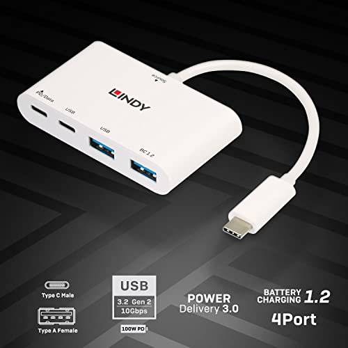 lindy-hub-usb-3-1-3-2-gen-2-a-4-porte-con-power-delivery-100w image 7