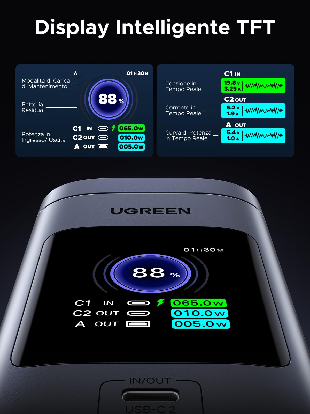ugreen-nexode-pro-power-bank-20000mah-qi2-15w-magnetico-pd-100w-con-display-tft image 7