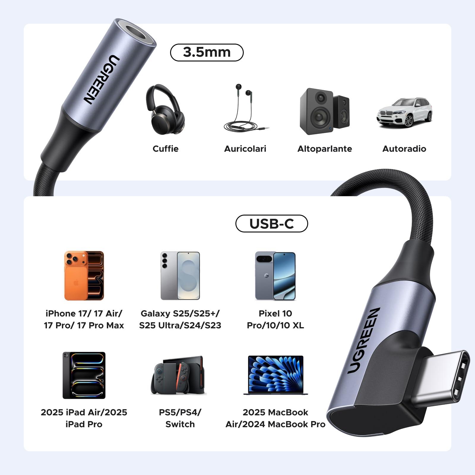 ugreen-adattatore-usb-c-a-jack-audio-3-5mm-90-gradi-con-dac-hi-fi image 8
