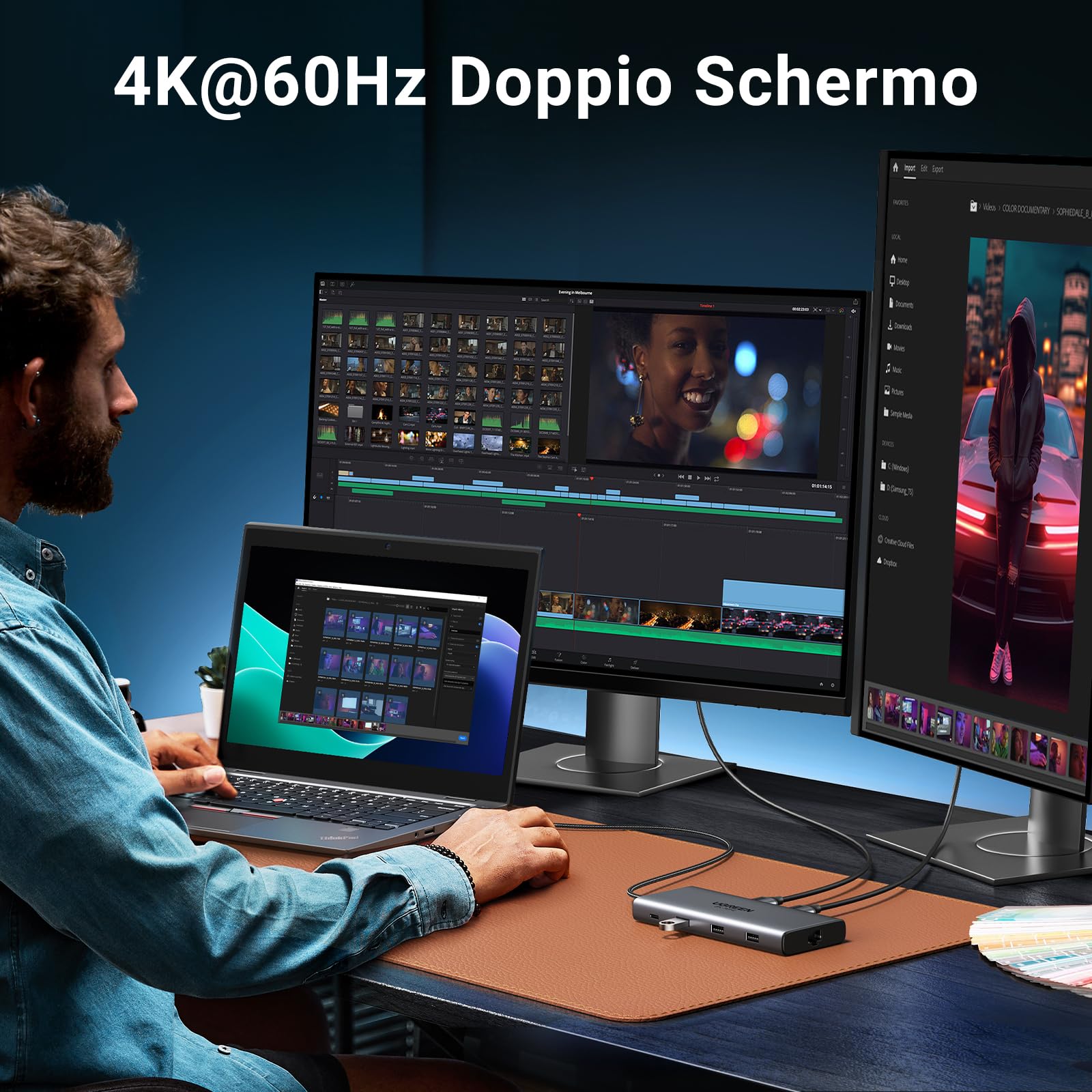 ugreen-revodok-pro-210-hub-usb-c-10-in-1-doppio-hdmi-4k60hz-8k30hz-pd-100w-ether image 3