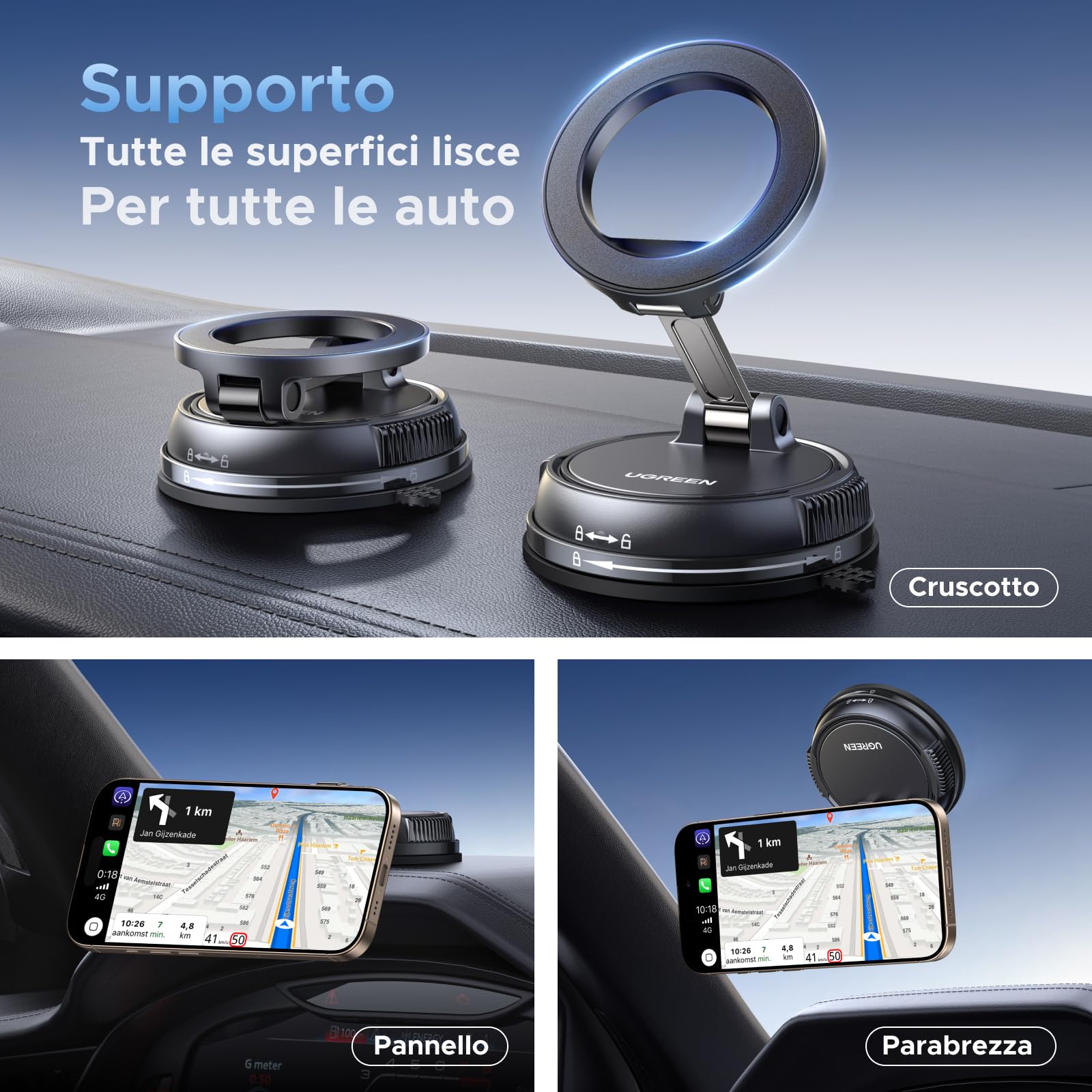 ugreen-supporto-telefono-auto-magnetico-magsafe-360-ventosa-nero image 2