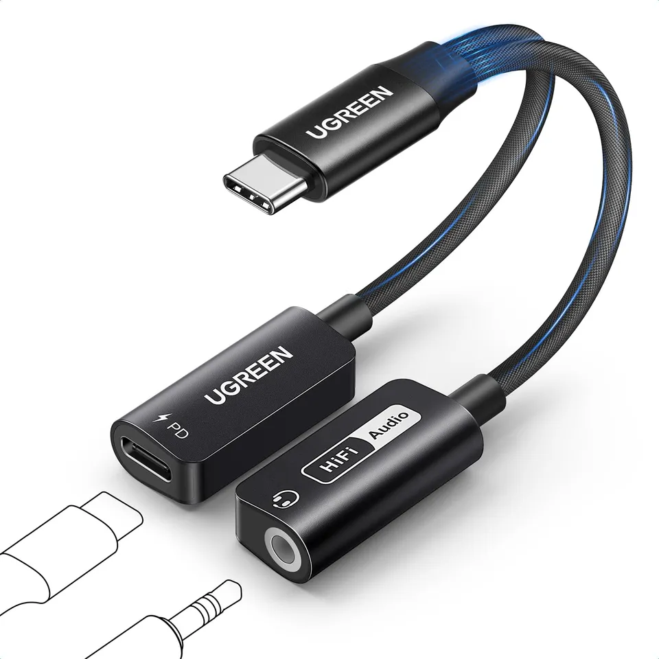 ugreen-adattatore-usb-c-a-jack-3-5mm-2-in-1-pd-60w-magnetico-hi-res-32bit-384khz image 1