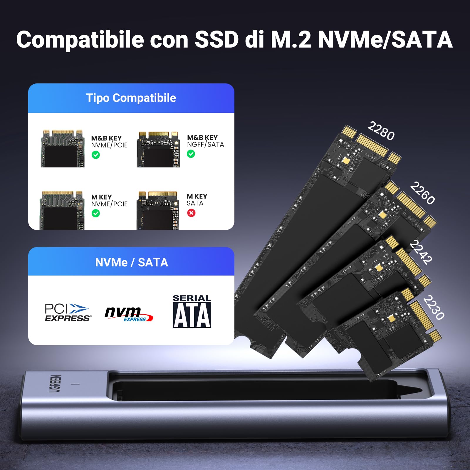 ugreen-case-ssd-m-2-nvme-sata-20gbps-usb-c-3-2-gen-2x2-per-2230-2242-2260-2280-f image 3