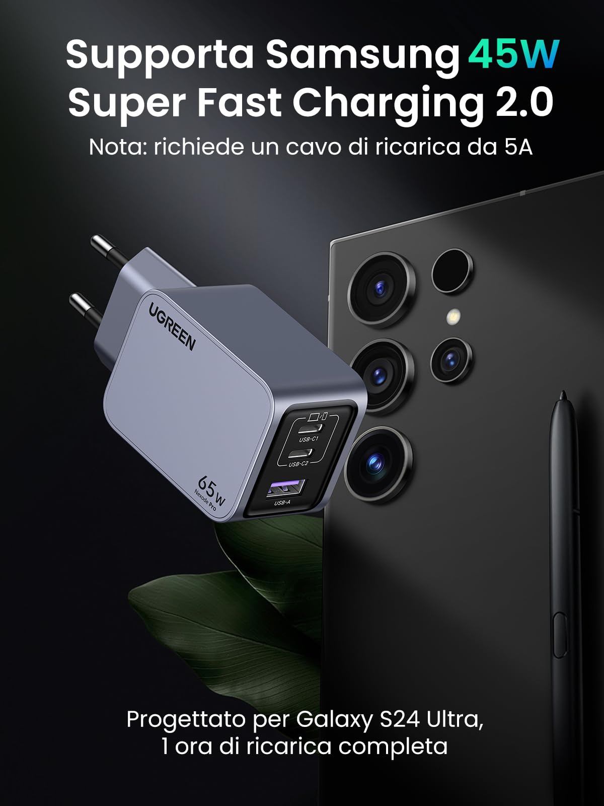 ugreen-nexode-pro-65w-caricatore-usb-c-gan-3-porte-pd-3-0-pps image 6