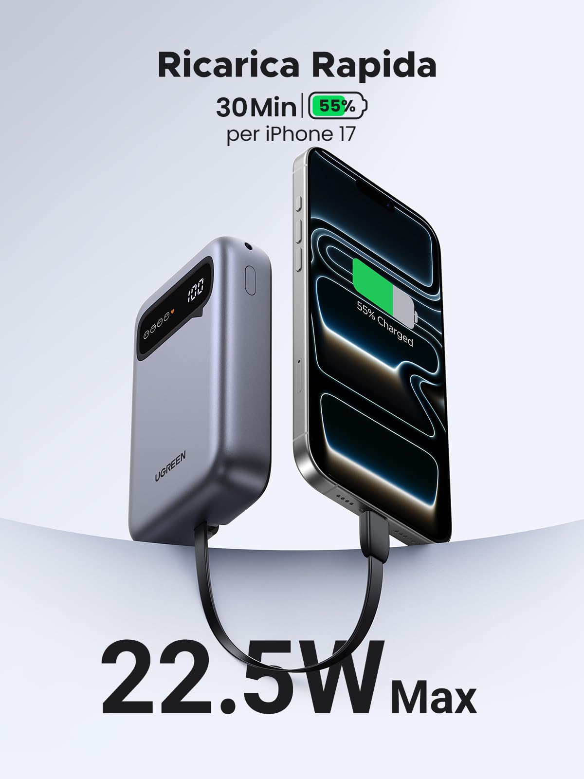 ugreen-zapix-22-5w-power-bank-20000mah-usb-c-con-2-cavi image 3