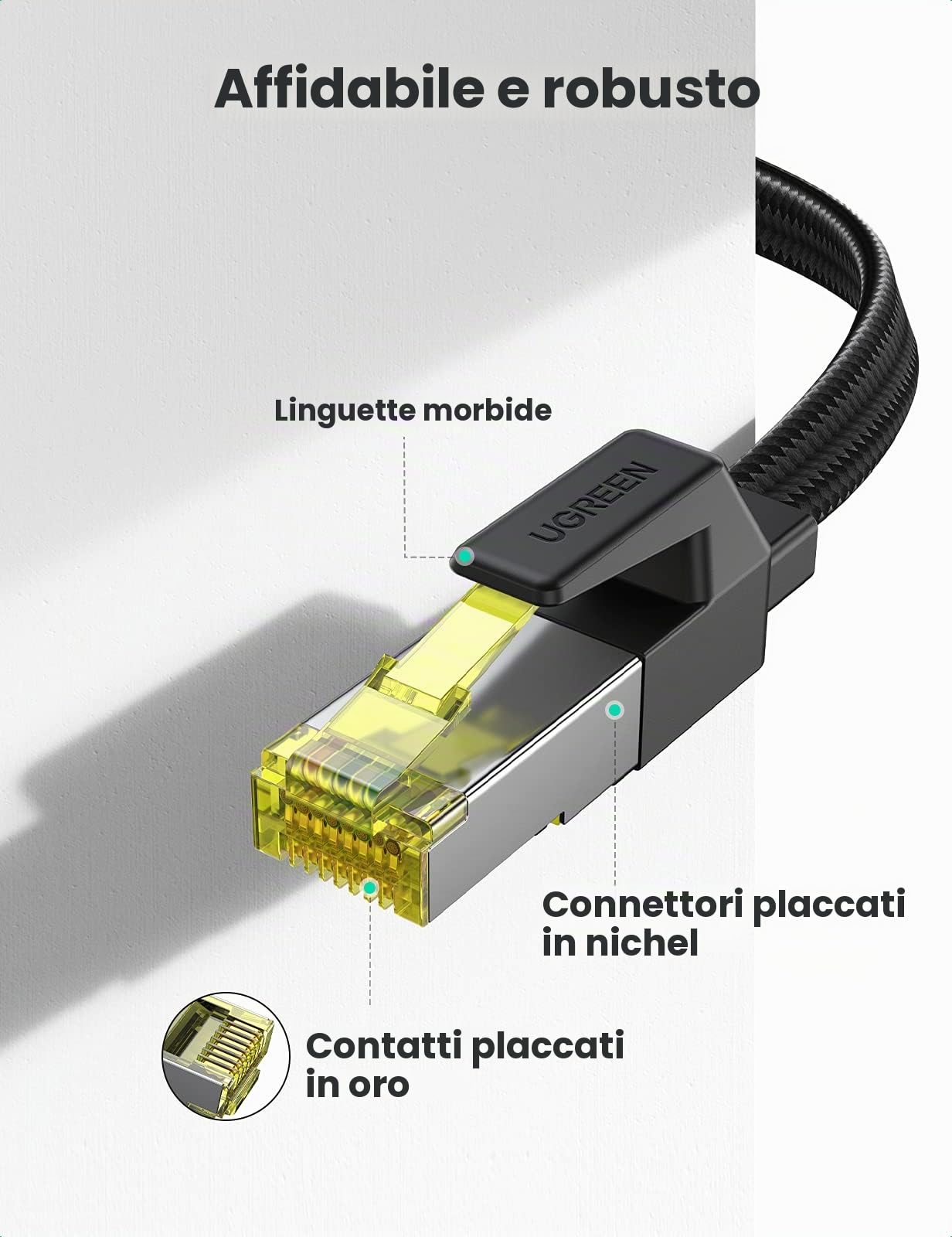 ugreen-cavo-ethernet-cat-7-piatto-nylon-10gbps-600mhz-15m image 5