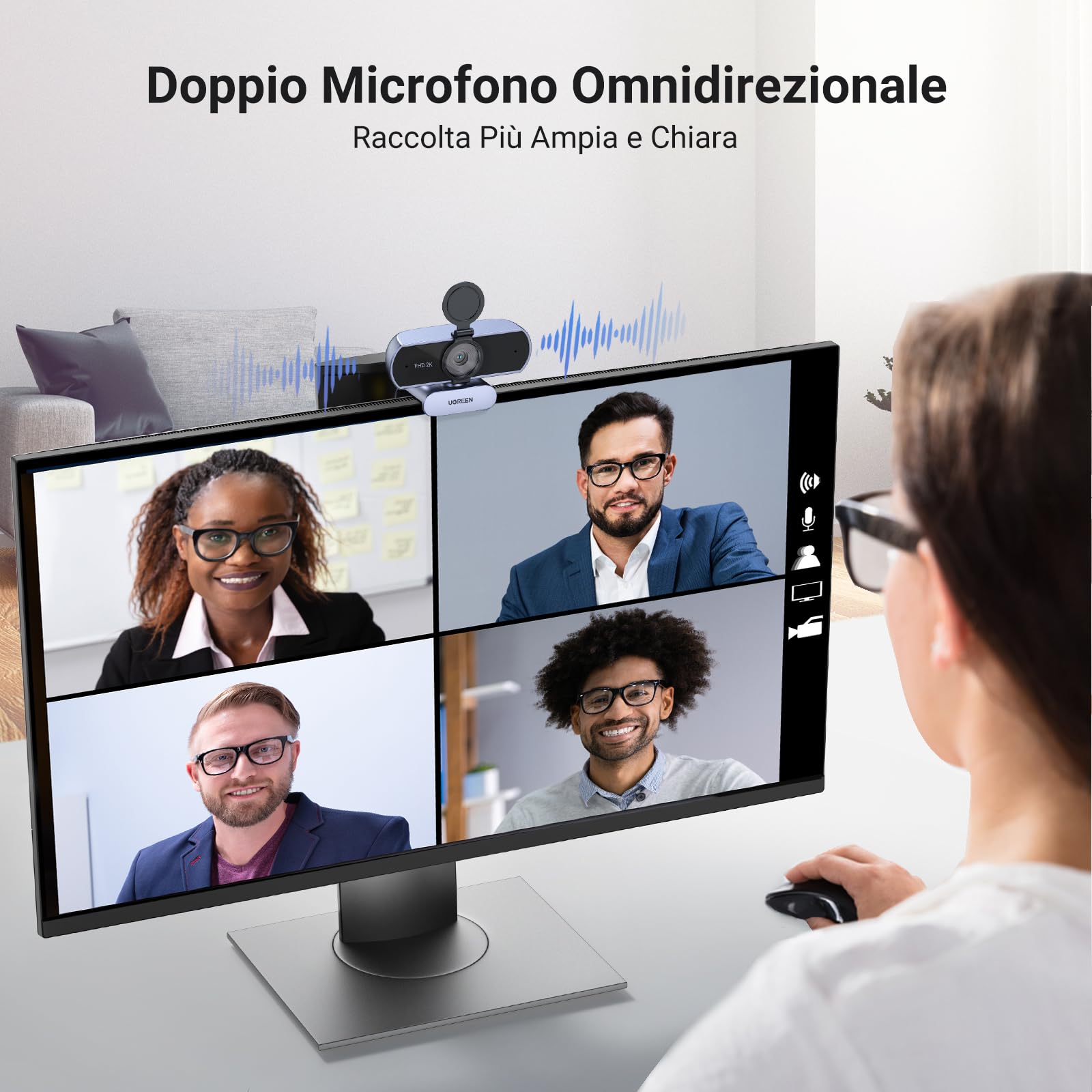 ugreen-webcam-2k-30fps-con-doppio-microfono-e-autofocus image 3