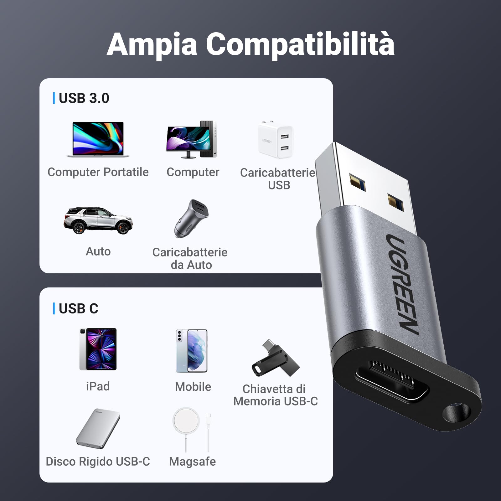 ugreen-adattatore-usb-c-a-usb-3-0-otg-5gbps-2-pack-per-iphone-galaxy-macbook-ipa image 7