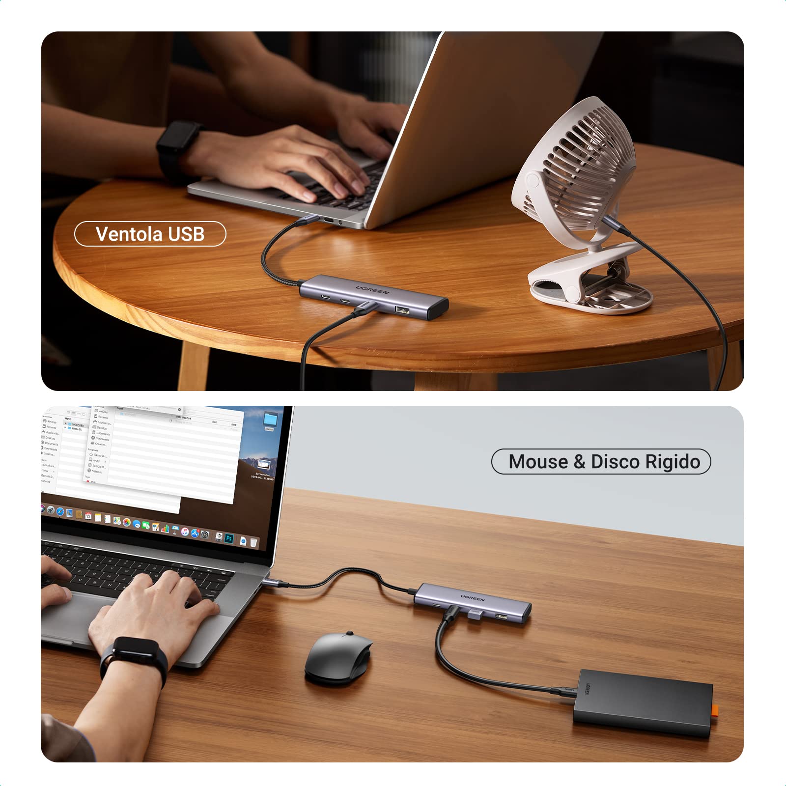 ugreen-hub-usb-c-a-4-porte-5gbps-con-2x-usb-c-2x-usb-a-in-alluminio image 5