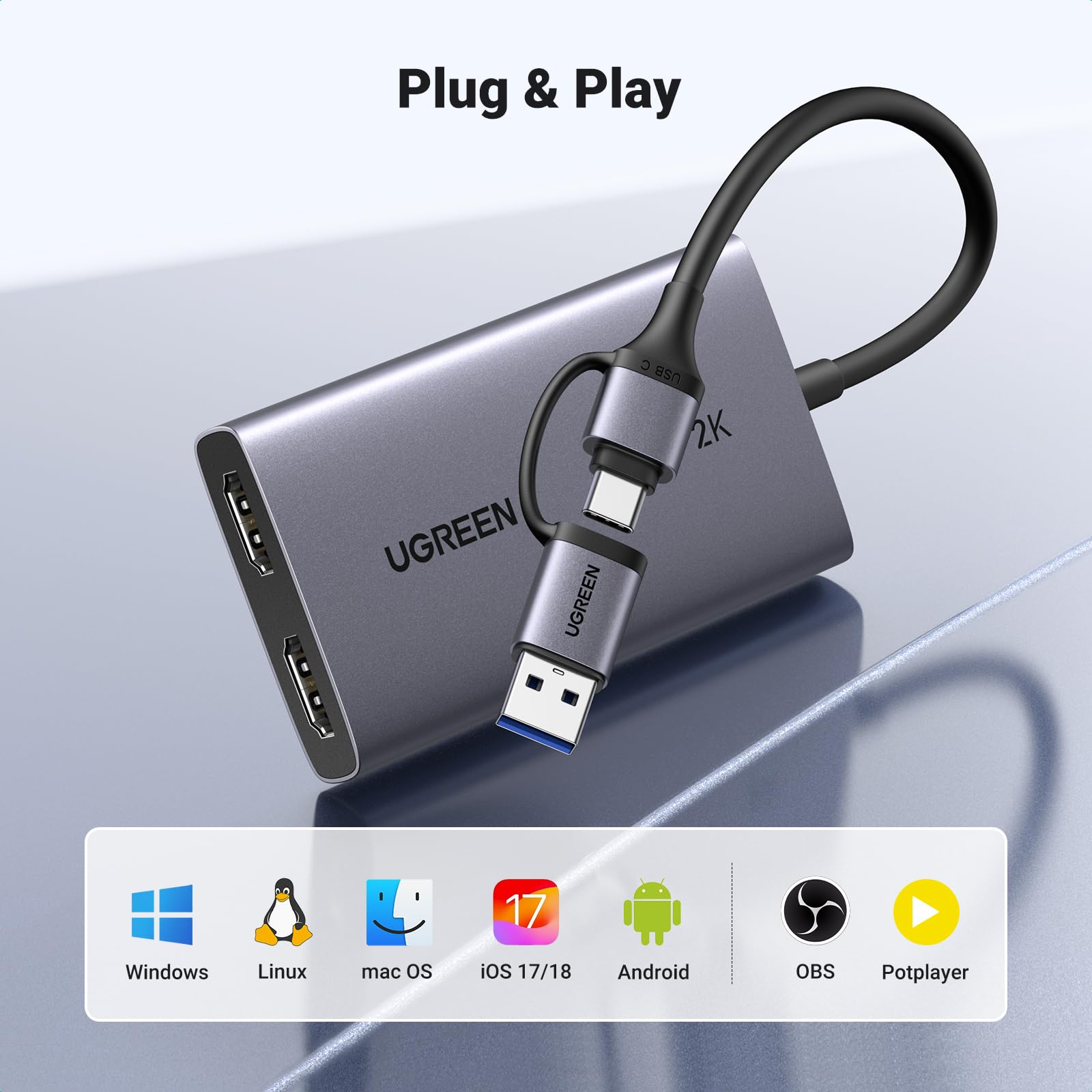 ugreen-scheda-di-acquisizione-video-hdmi-4k-30hz-loopout-usb-a-usb-c image 5