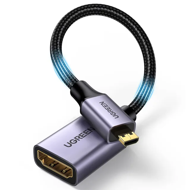 ugreen-adattatore-cavo-micro-hdmi-maschio-a-hdmi-femmina-4k-60hz-25-cm-nylon-bid image 1