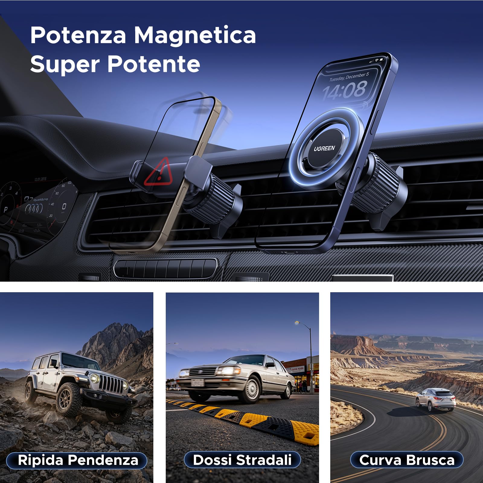 ugreen-supporto-magnetico-auto-magsafe-con-magneti-n52-nero image 2