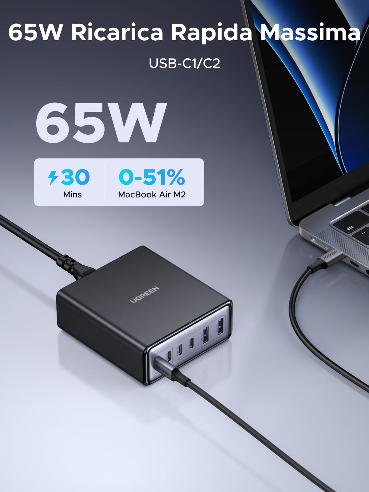 ugreen-zapix-stazione-di-ricarica-gan-100w-6-porte-usb-c-usb-a image 3