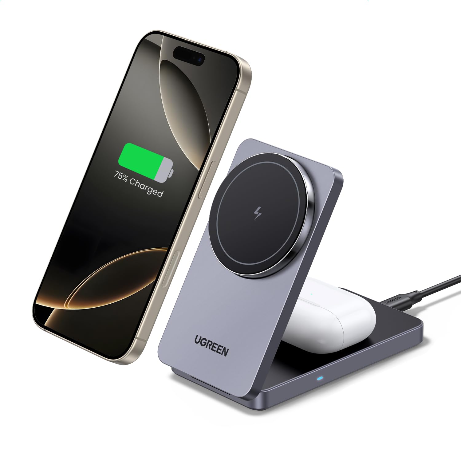 ugreen-magflow-caricatore-magnetico-2in1-per-iphone-e-airpods image 1