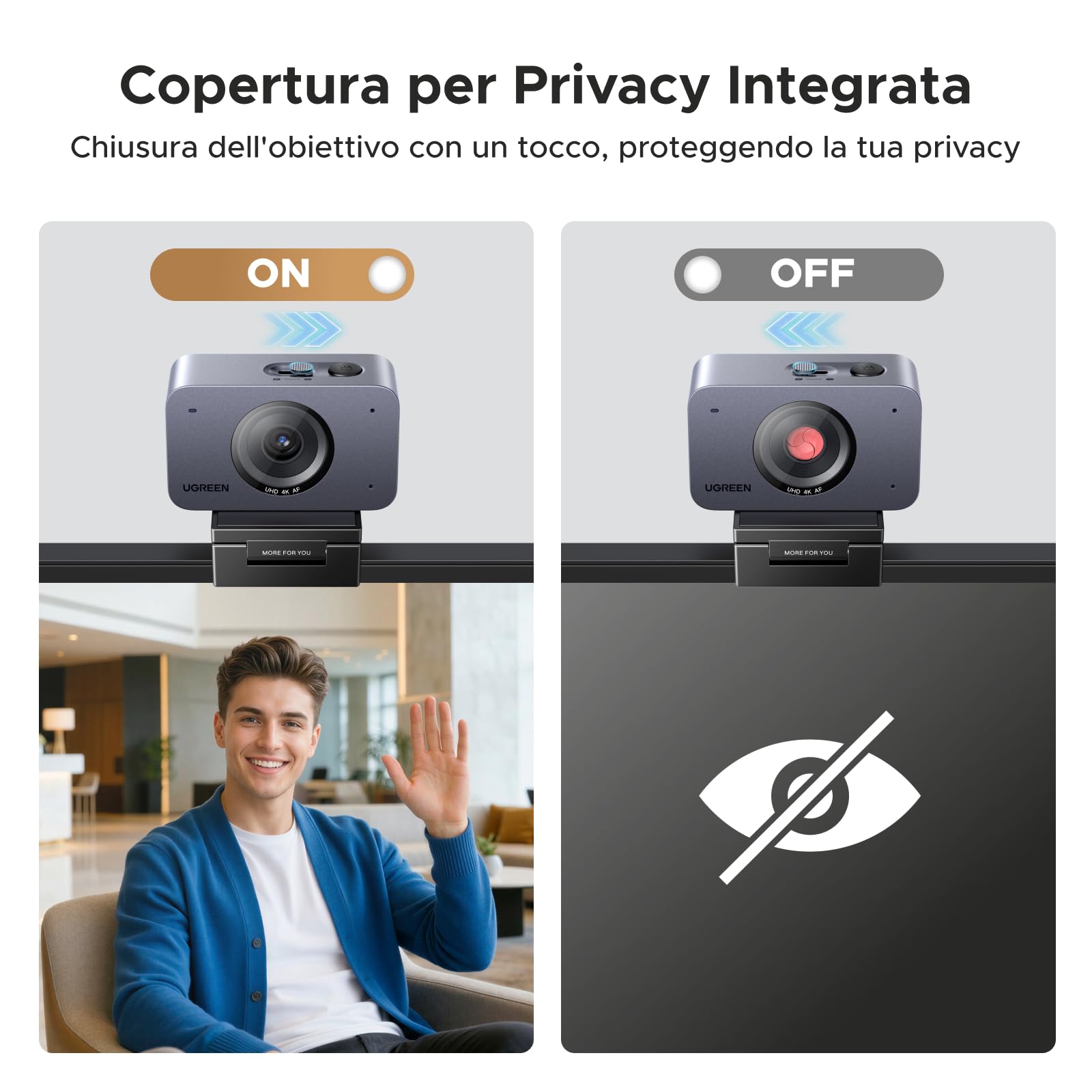 ugreen-finecam-webcam-4k-30fps-usb-con-autofocus-e-doppio-microfono image 8