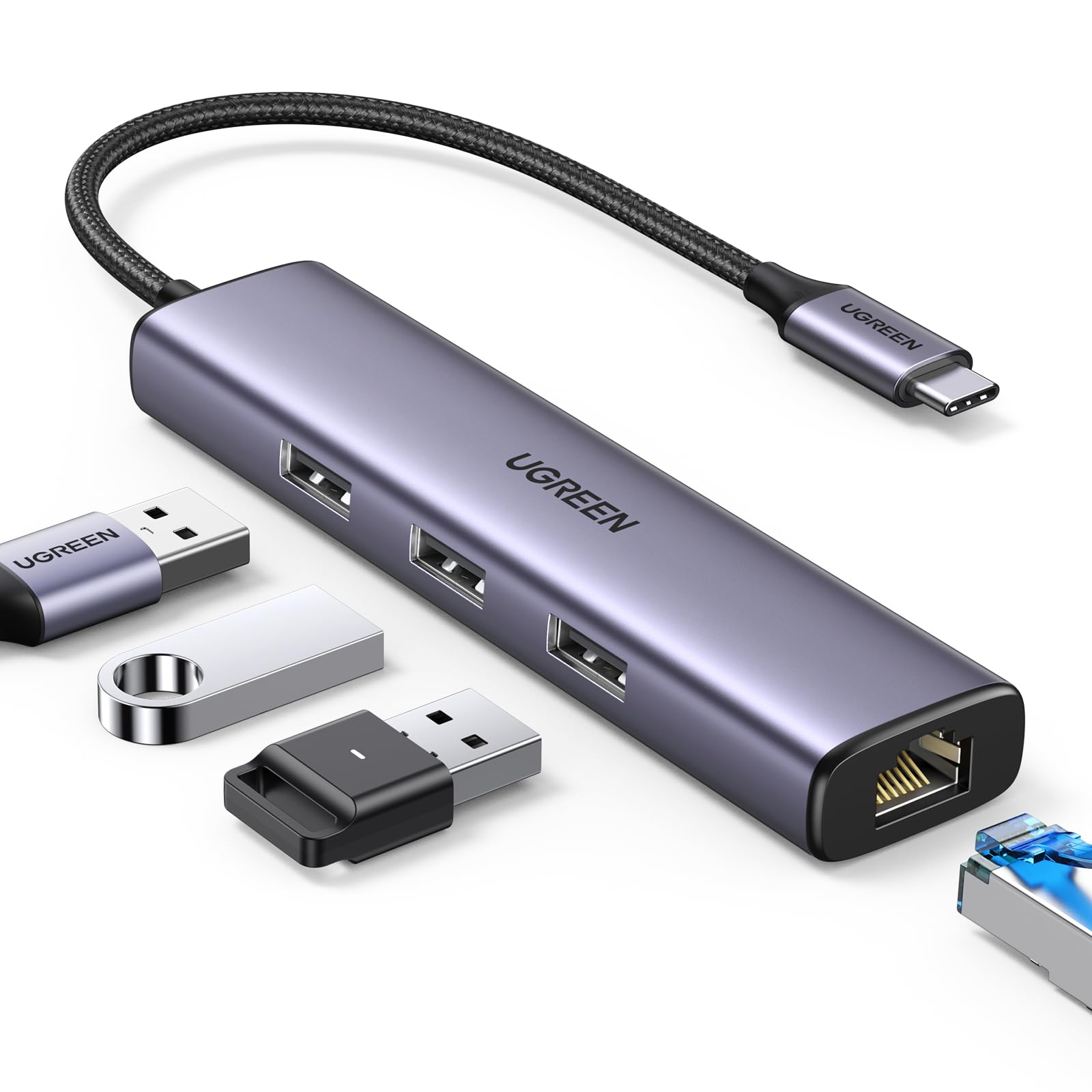 ugreen-hub-usb-c-4-in-1-ethernet-gigabit-3-porte-usb-3-0 image 1
