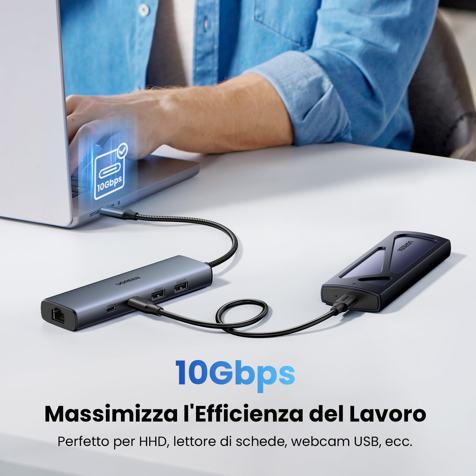 ugreen-hub-usb-c-6-in-1-ethernet-gigabit-1000mbps-con-2x-usb-c-10gbps image 7