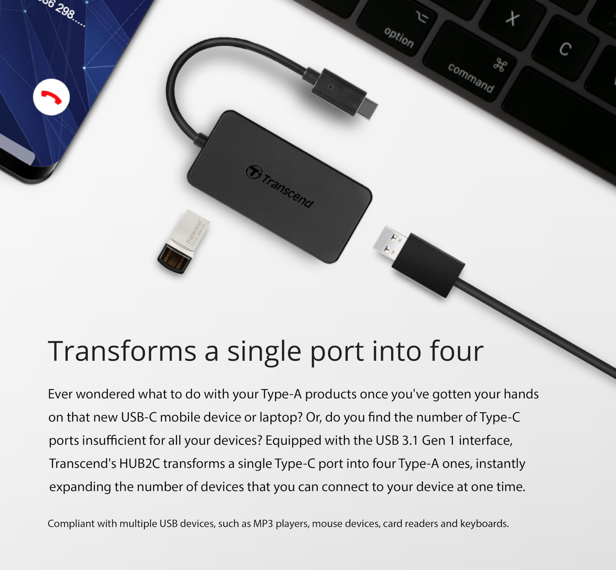 transcend-ts-hub2c-hub-4-porte-type-c-usb-3-1-gen-1-5gbps image 5