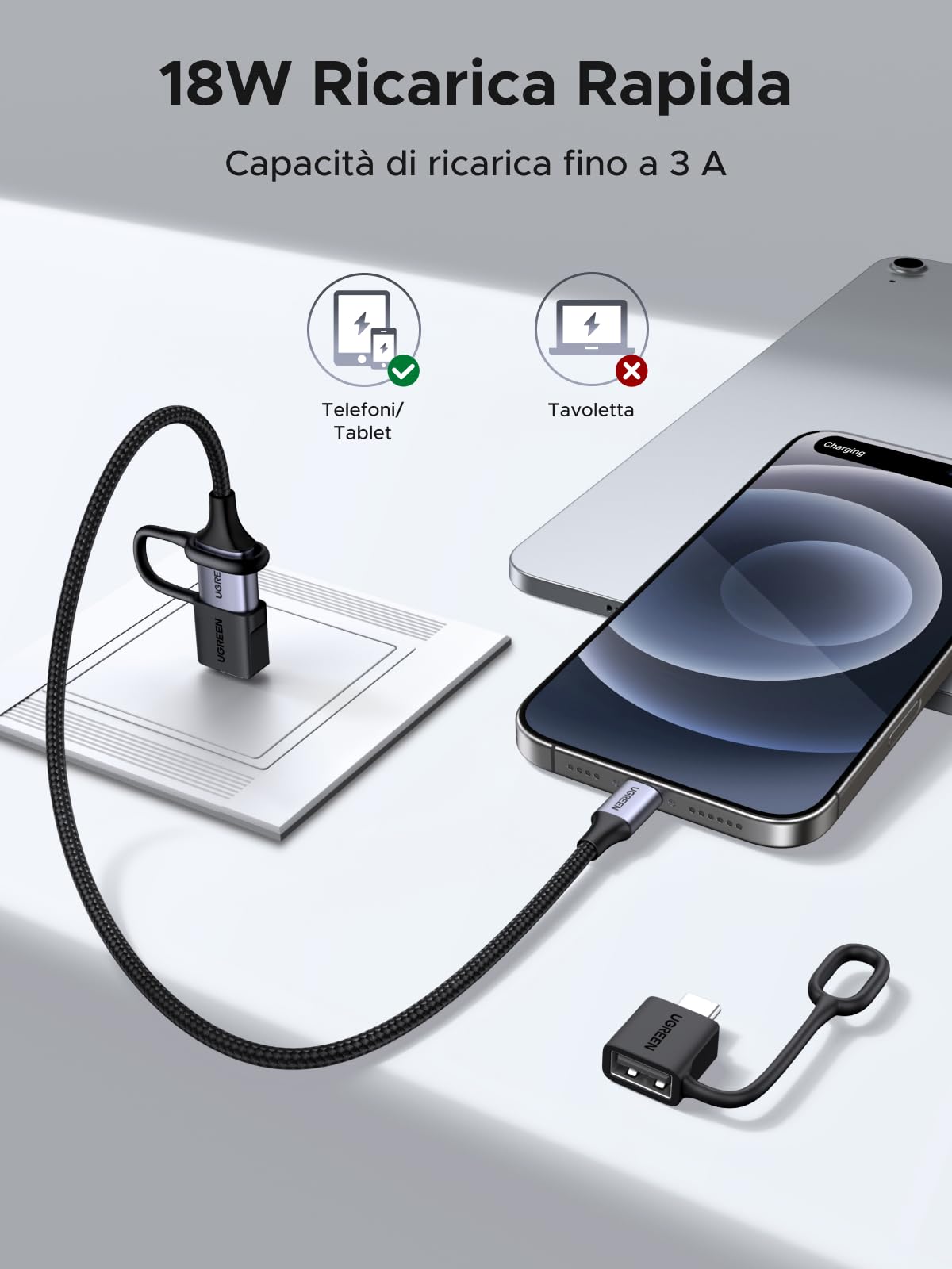 ugreen-adattatore-usb-c-a-usb-a-3-2-10gbps-otg-2-pezzi-anti-smarrimento image 2