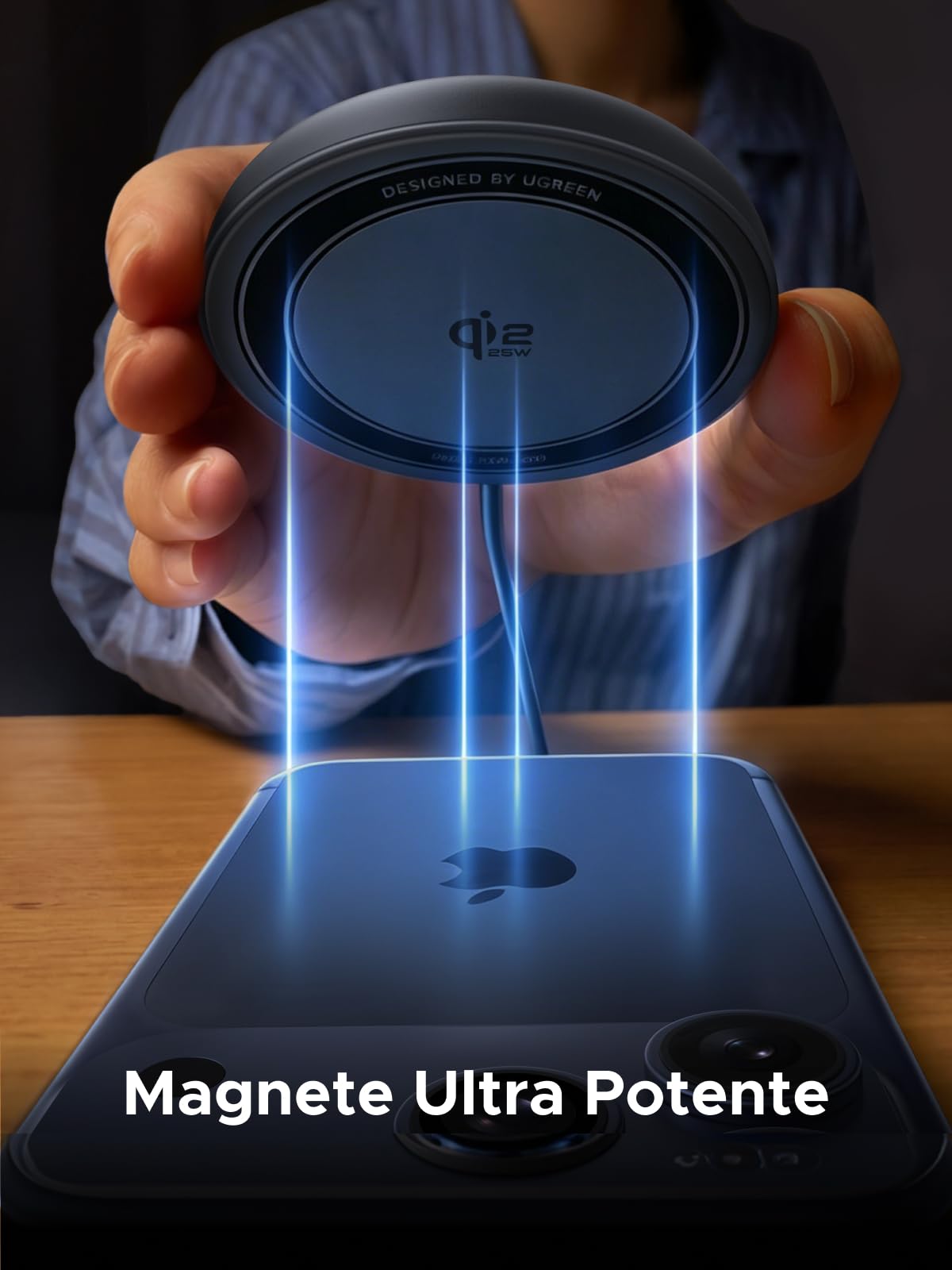 ugreen-zapix-qi2-caricatore-wireless-magnetico-25w-con-cavo-1-5-m-grigio image 3