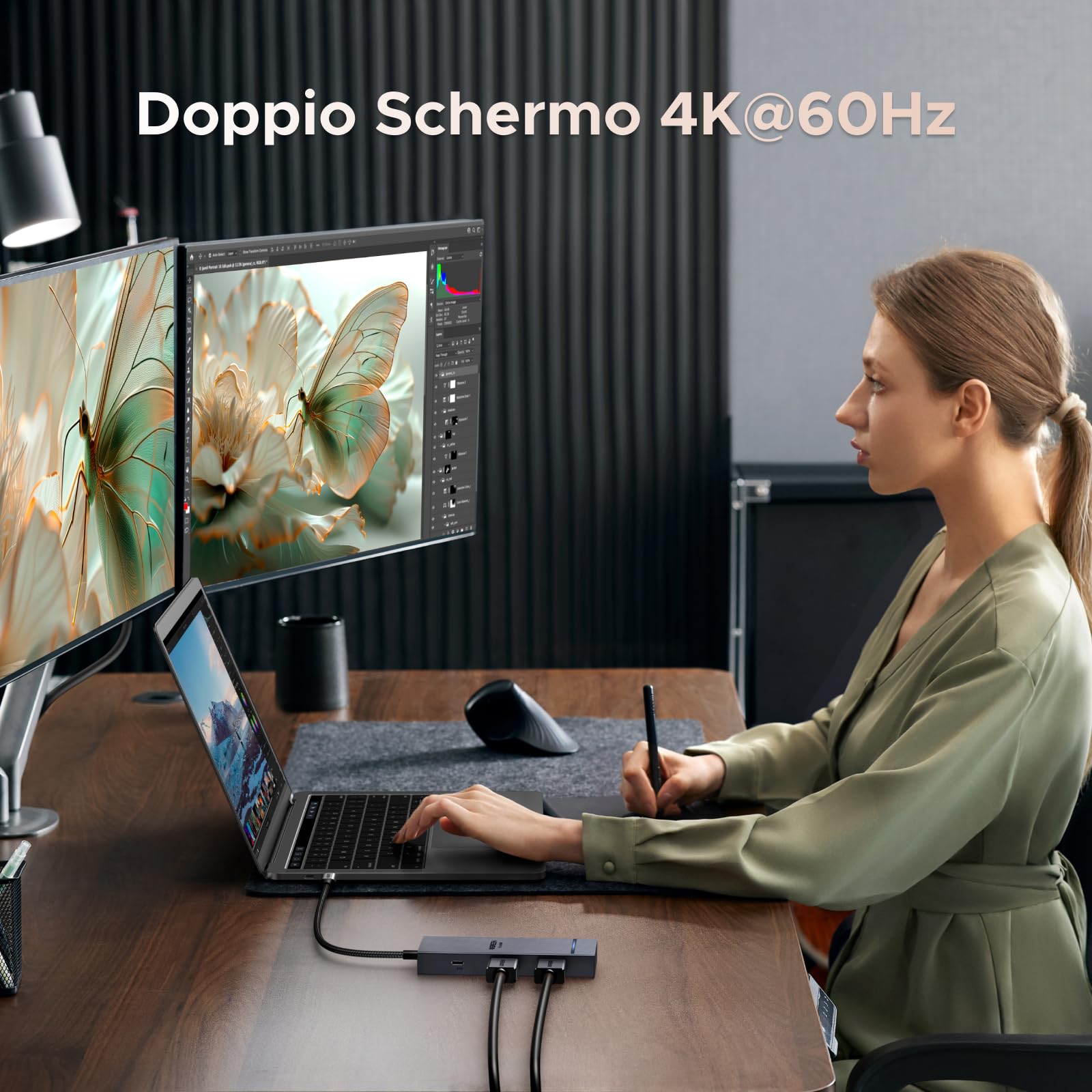 ugreen-revodok-pro-207-hub-usb-c-7-in-1-doppio-hdmi-4k60hz image 3