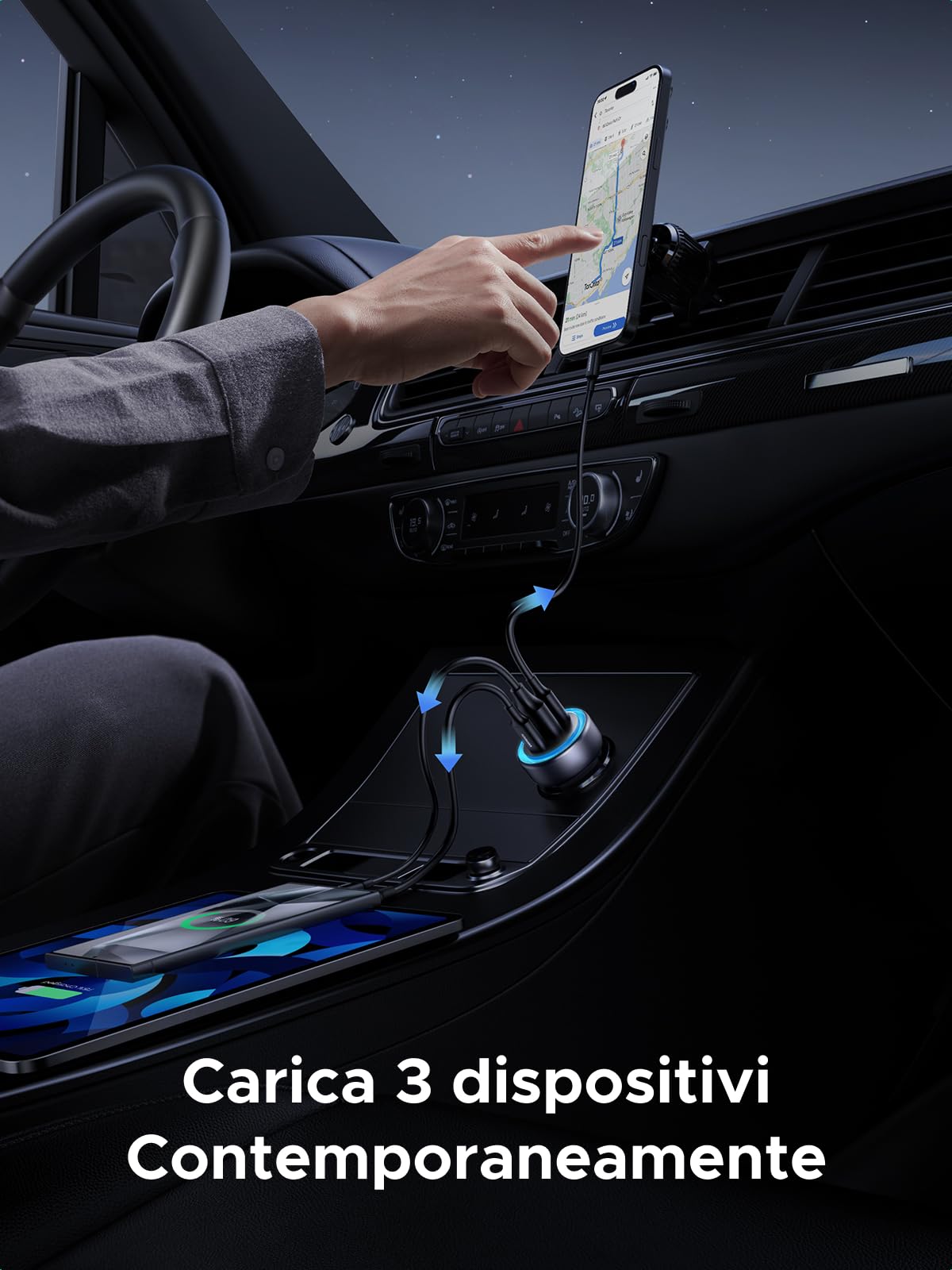 ugreen-caricatore-auto-usb-c-30w-pd-qc-3-0-a-3-porte-accendisigari image 3